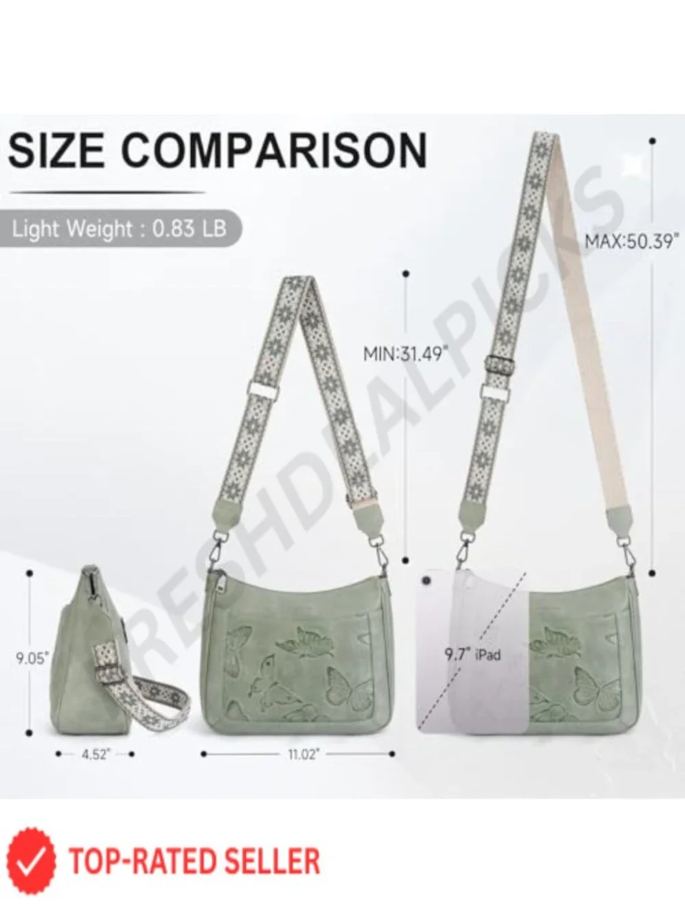 Vegan Leather Butterfly Hobo Crossbody Bag Women Shoulder Purse Handbag